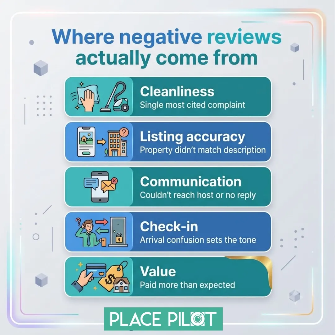 Chart showing where negative Airbnb reviews come from