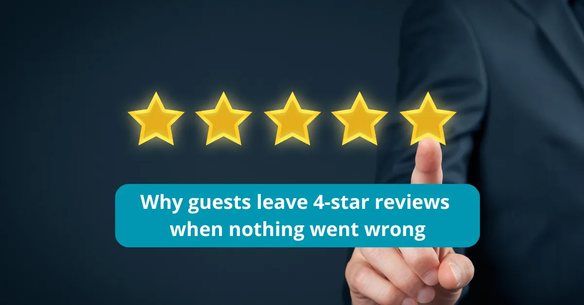 Airbnb host reviewing a four-star guest review on a phone