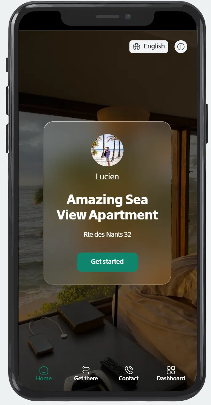 Mobile phone showing a clean digital guidebook interface from the platform