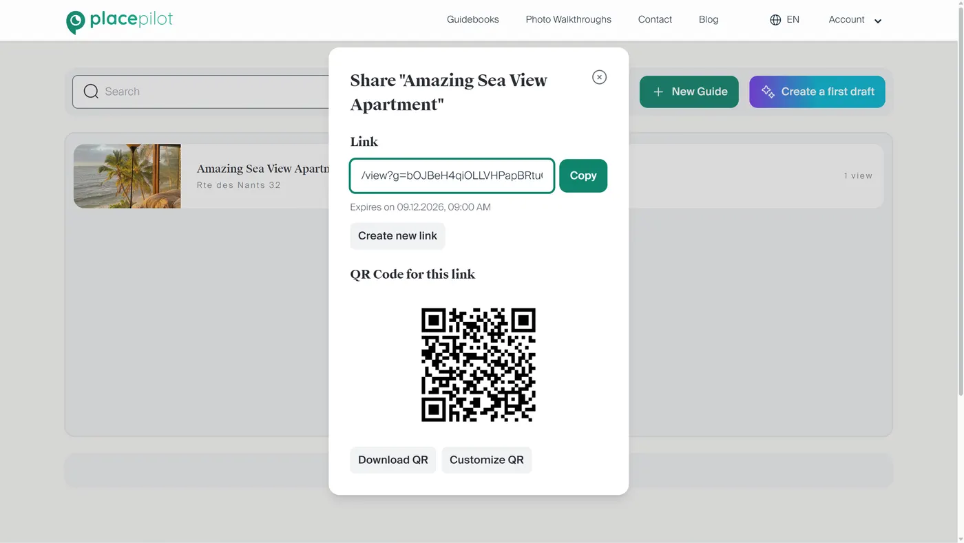 QR codes to have the guidebook easy to check inside the house as well