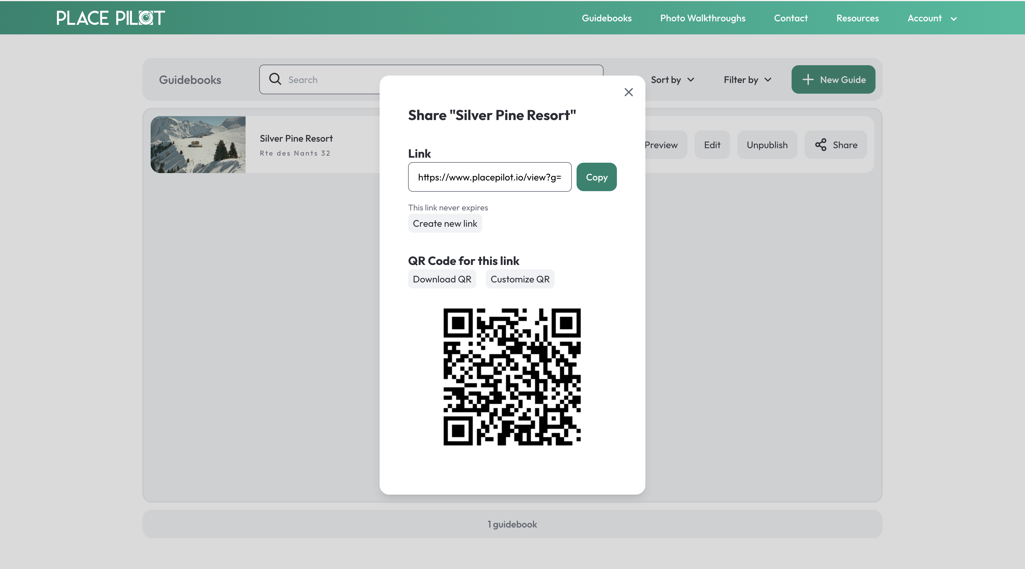 Share guidebook window